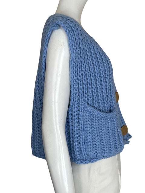 Chaleco Tesoro Tps Punto Cropped Azul - Talla S