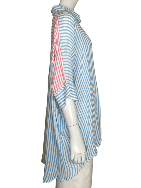 Camisa Surf Gypsy de Viscosa Rayas Oversize Azul - Talla S