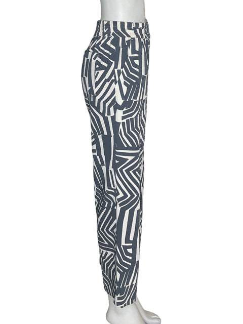 Pantalón Ann Taylor Loft Estampado Recto Blanco - Talla XXS