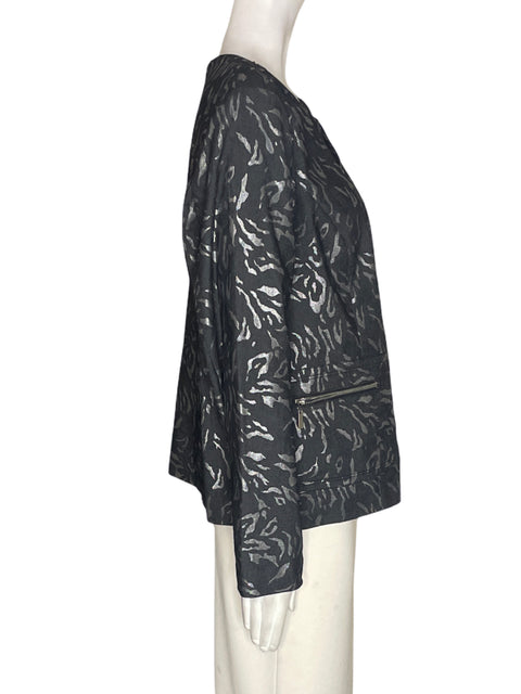 Chaqueta Dana Buchman Estampado Zipper Gris - Talla 14
