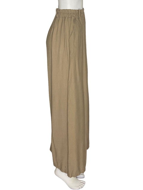Pantalón Made In Italy Recto Palazo Beige - Talla S