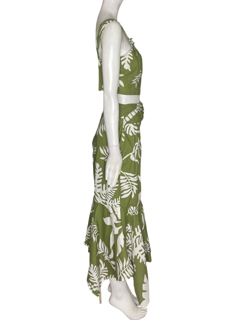 Conjunto Ticket Estampado Blusa/falda Verde - Talla S