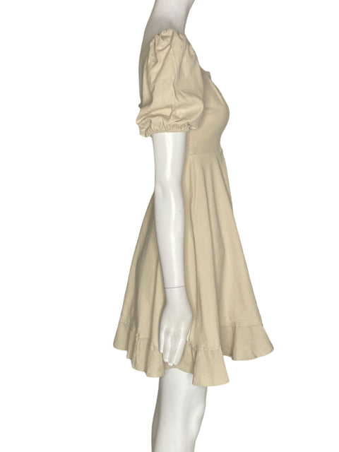Vestido Dahlia Noir Liso Abullonado Beige - Talla S