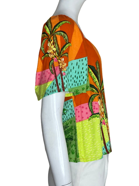 Blusa Bluesteel de Viscosa Estampado Tropical Naranja - Talla S