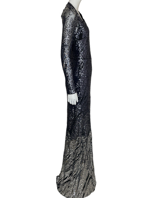 Vestido De Fiesta Betsy & Adam Off-shoulder Lentejuelas Gris - Talla 14