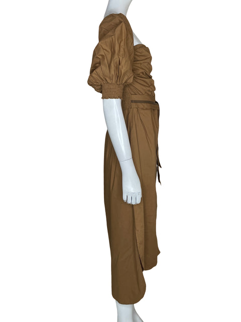 Vestido Adriana O. Tavera Mangas abullonadas Marrón - Talla M