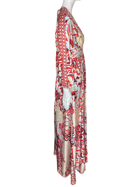 Vestido Tesoro Tps Estampado Maxi Rojo - Talla S