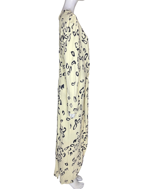 Vestido Animale Estampado Cuello v Beige - Talla L