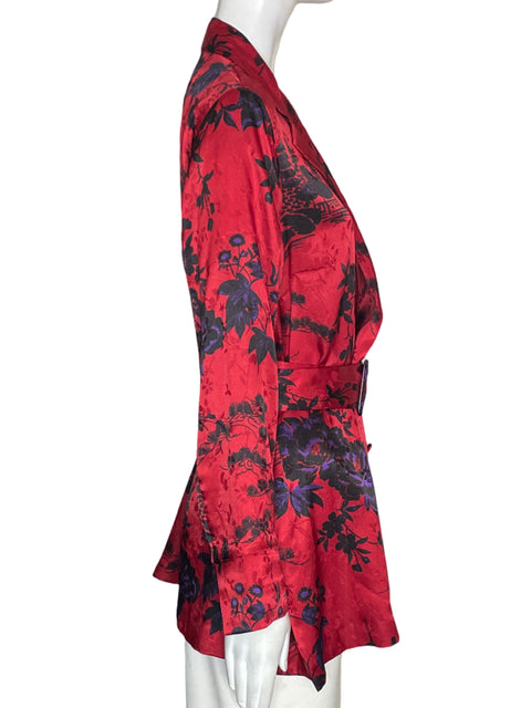 Blusa Zara Estampado Cuello v Rojo - Talla XL
