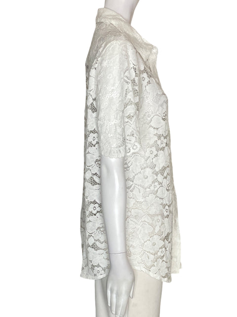 Blusa Br G Eurl Usa Troquelado Tejido Blanco - Talla L