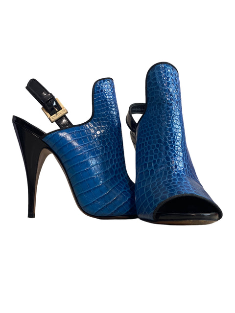 Zapato Etro Destalonado Texturizado Azul - Talla 38.5