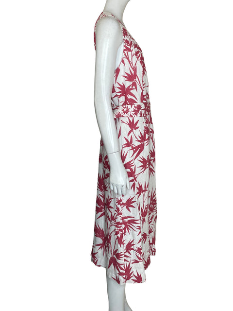 Vestido Ralph Lauren de Lino Cuello v Estampado Rojo - Talla 10