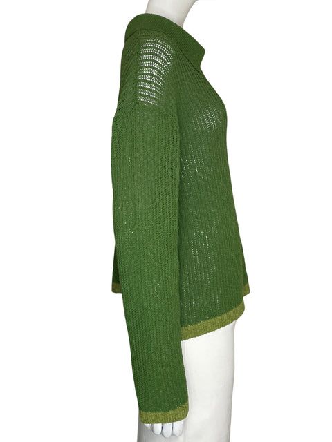 Blusa Zara de Algodón Cuello v Tejido Verde - Talla M