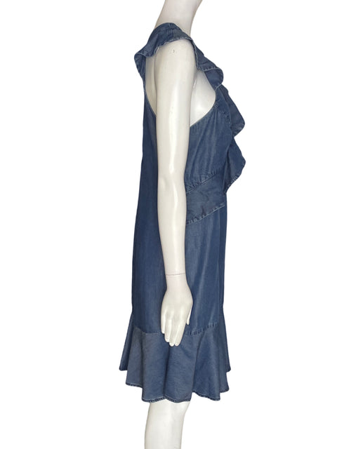 Vestido Renato Lozano Ruchas Liso Azul - Talla S
