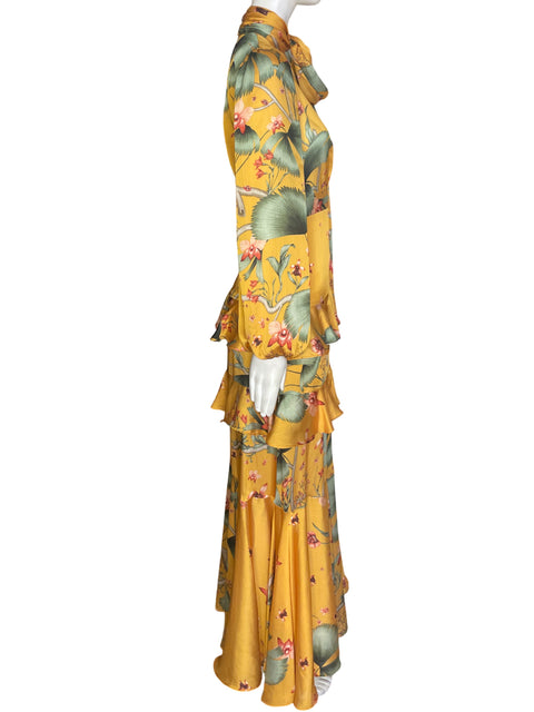 Vestido Johana Ortiz & H&m Estampado Ruchas Amarillo - Talla 0