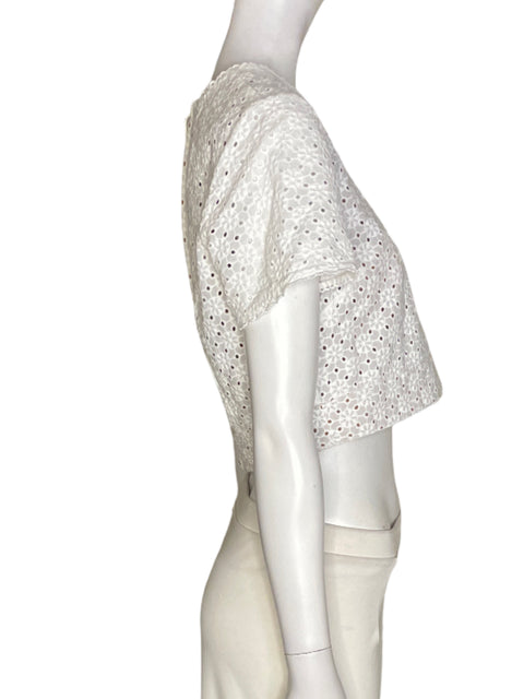 Blusa Michael Kors Troquelado Manga corta Blanco - Talla 8