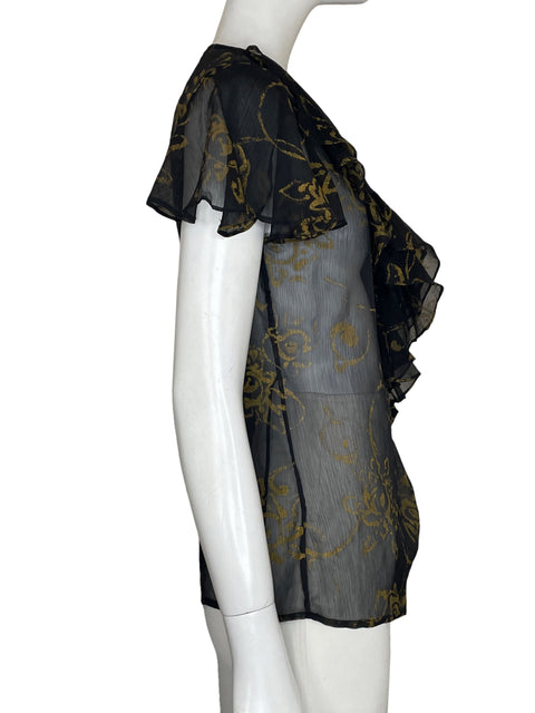 Blusa Ralph Lauren Transparente Vuelos Negro - Talla 6