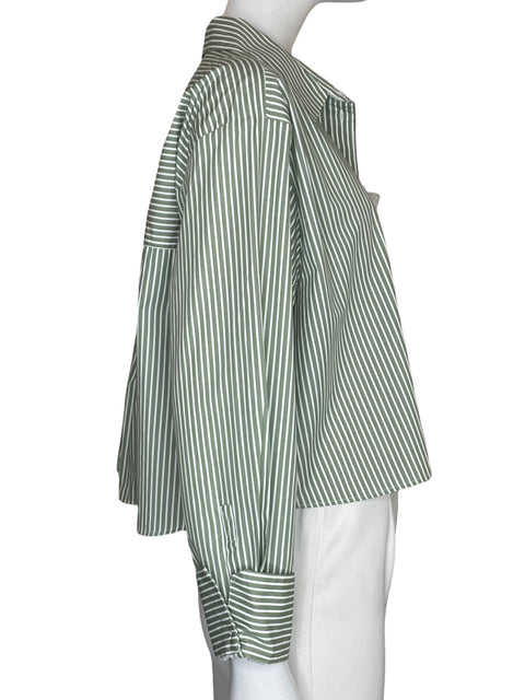 Camisa Zara de Algodón Cropped Rayas Verde - Talla XL