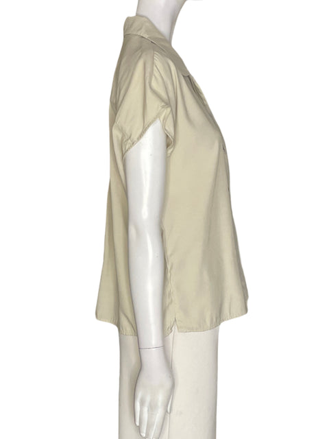 Blusa Mng de Viscosa Manga corta Cuello Beige - Talla S