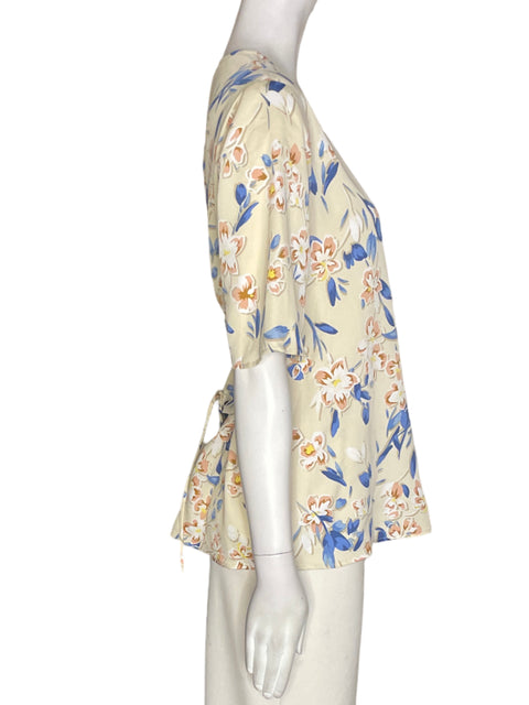 Blusa Bcbg Estampado Cuello v Azul - Talla S