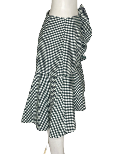 Falda Zara Cuadros Ruchas Verde - Talla M