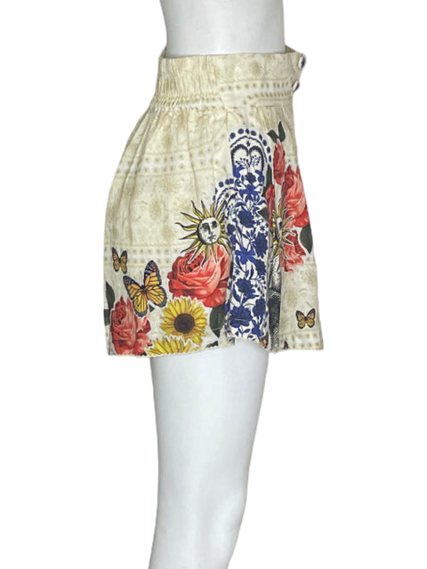Short Agua Bendita de Algodón Estampado Mini Beige - Talla S