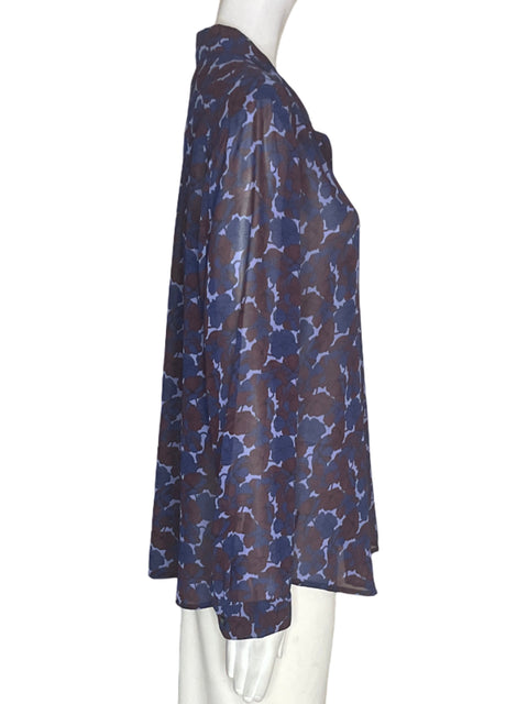 Camisa Ann Taylor Estampado Transparente Azul - Talla L