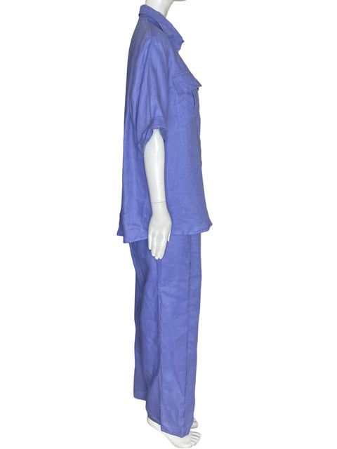 Conjunto Vieria Liso Manga corta Azul - Talla U