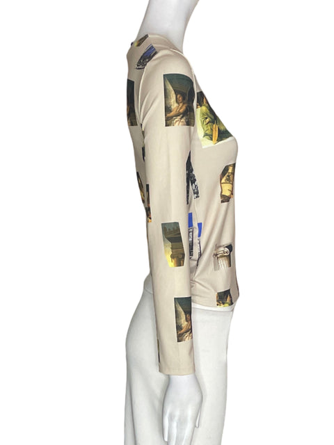 Blusa Zara Estampado Manga larga Beige - Talla M