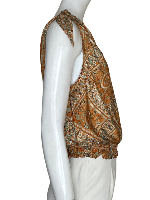 Blusa Rose + Olive Cuello v Estampado Naranja - Talla S