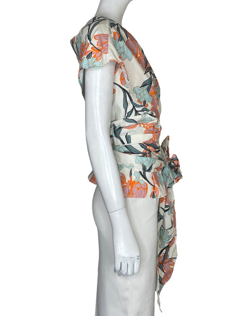 Blusa Padova Cuello v Estampado Floral Naranja - Talla M