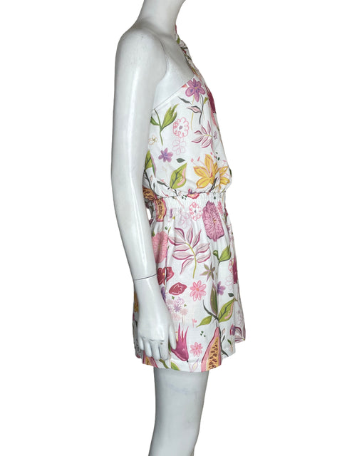 Romper Petal + Pup de Lino Asimétrico Estampado Blanco - Talla M