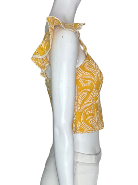 Blusa Ela Crop Estampado Amarillo - Talla XS