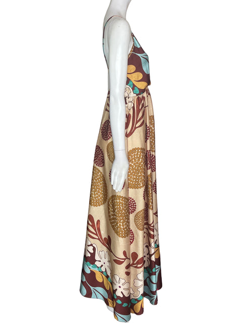 Vestido New Collections Estampado Maxi Marrón - Talla M