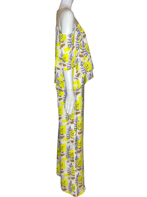 Conjunto Carolina Estefan Estampado Blusa/pantalon Amarillo - Talla S
