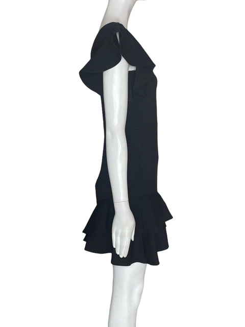 Vestido Amanda Uprichard Ruchas Liso Negro - Talla M