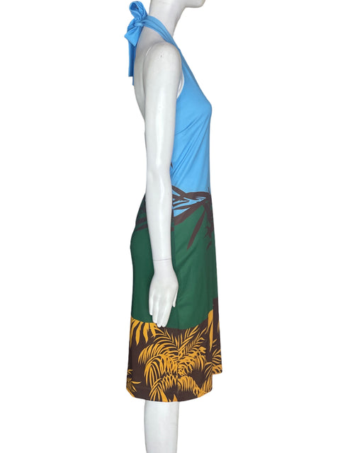 Vestido Argemiro Sierra Estampado Halter Azul - Talla S