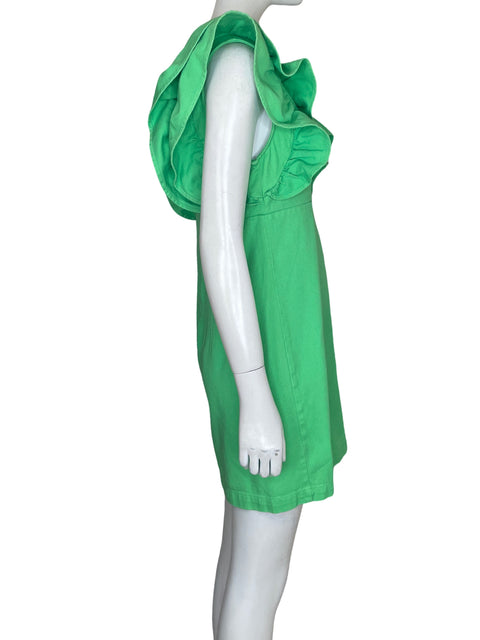 Vestido Pieces de Algodón Cuello v Vuelos Verde - Talla S