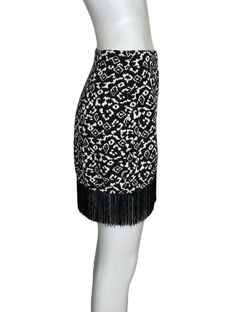 Falda Zara Cruzado Flecos Negro - Talla S