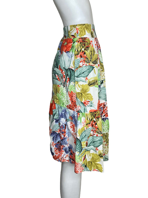 Falda Zara de Algodón Midi Estampado Blanco - Talla M