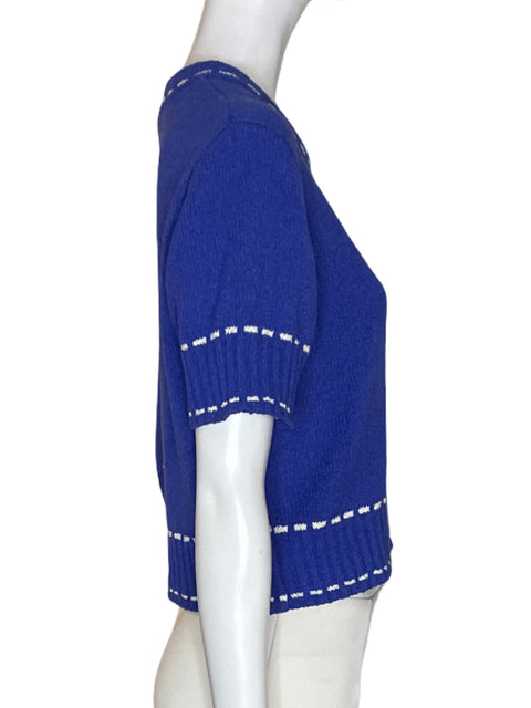 Blusa Zara Troquelado Manga corta Azul - Talla S