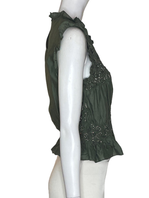Blusa Zara Apliques Sin mangas Verde - Talla S