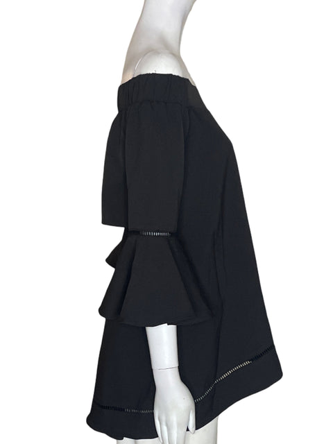 Blusa Gracias Ruchas Manga corta Negro - Talla M