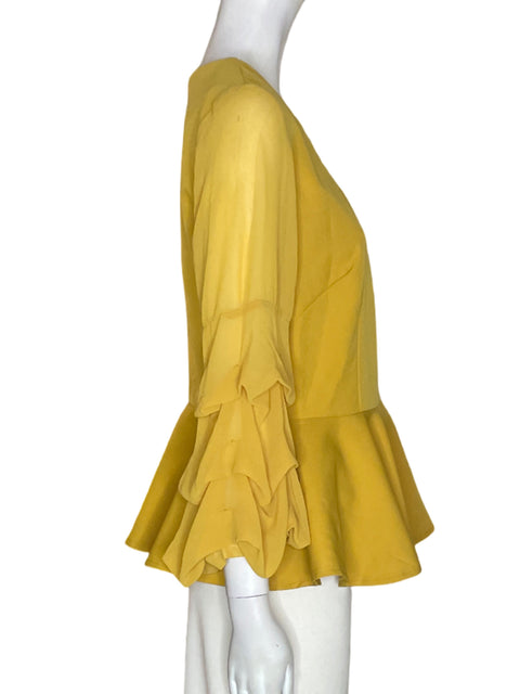 Blusa Gracia Ruchas Abullonado Amarillo - Talla M