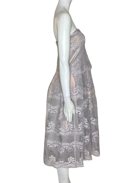 Vestido Cachet Encaje Strapless Morado - Talla 10