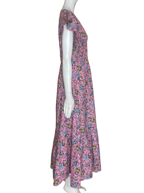 Vestido Derek Lam Io Crosby de Algodón Estampado Rucha Rosado - Talla 8