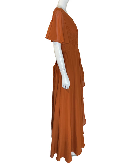Vestido De Fiesta Tesoro Tps Cuello v Vuelos Naranja - Talla 12