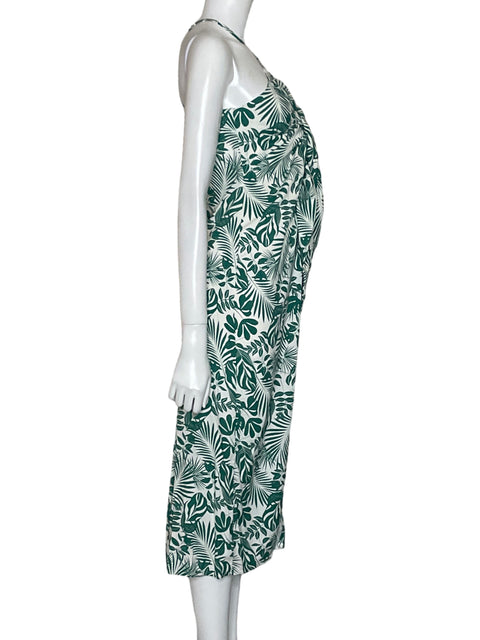 Vestido Rw Hojas Midi de Algodón Verde - Talla S
