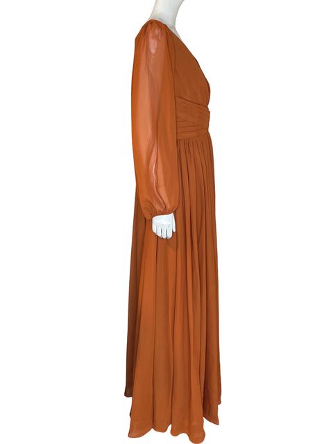 Vestido De Fiesta Tesoro Tps Manga larga Maxi Naranja - Talla 16