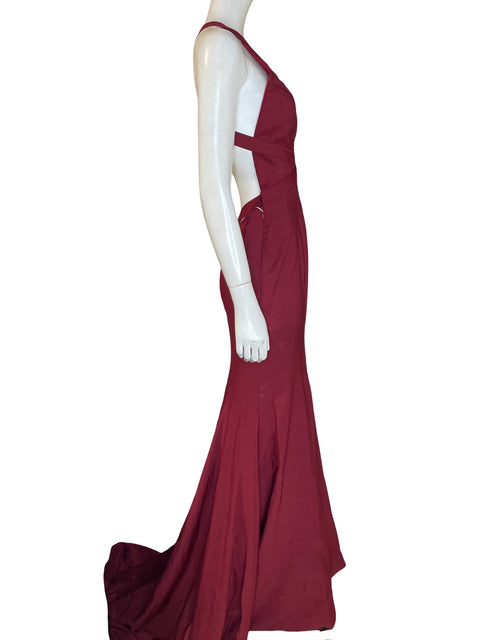 Vestido De Fiesta Sarah Fashion Cuello v Silueta sirena Rojo - Talla S